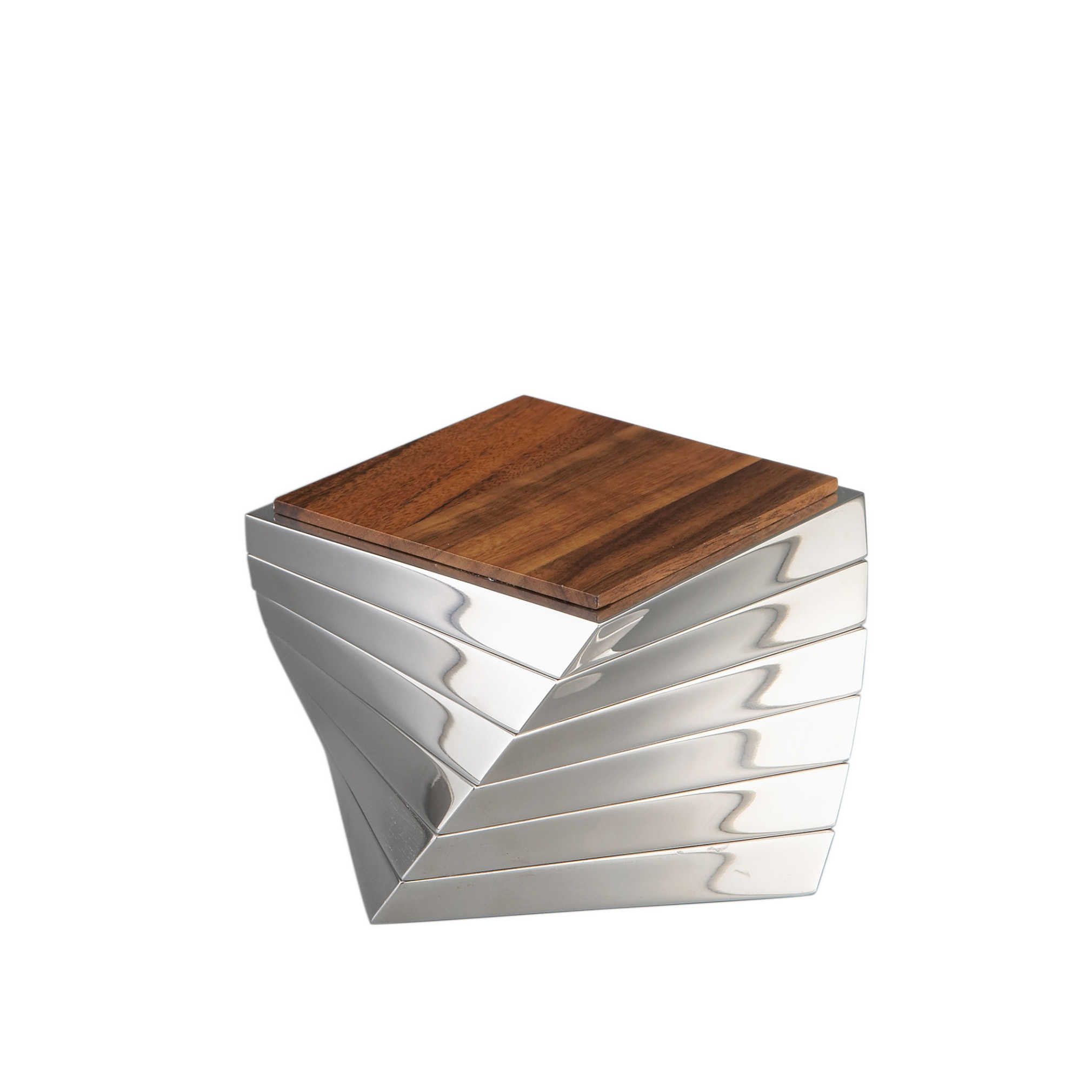 Alloy And Wood Twist Coaster Set