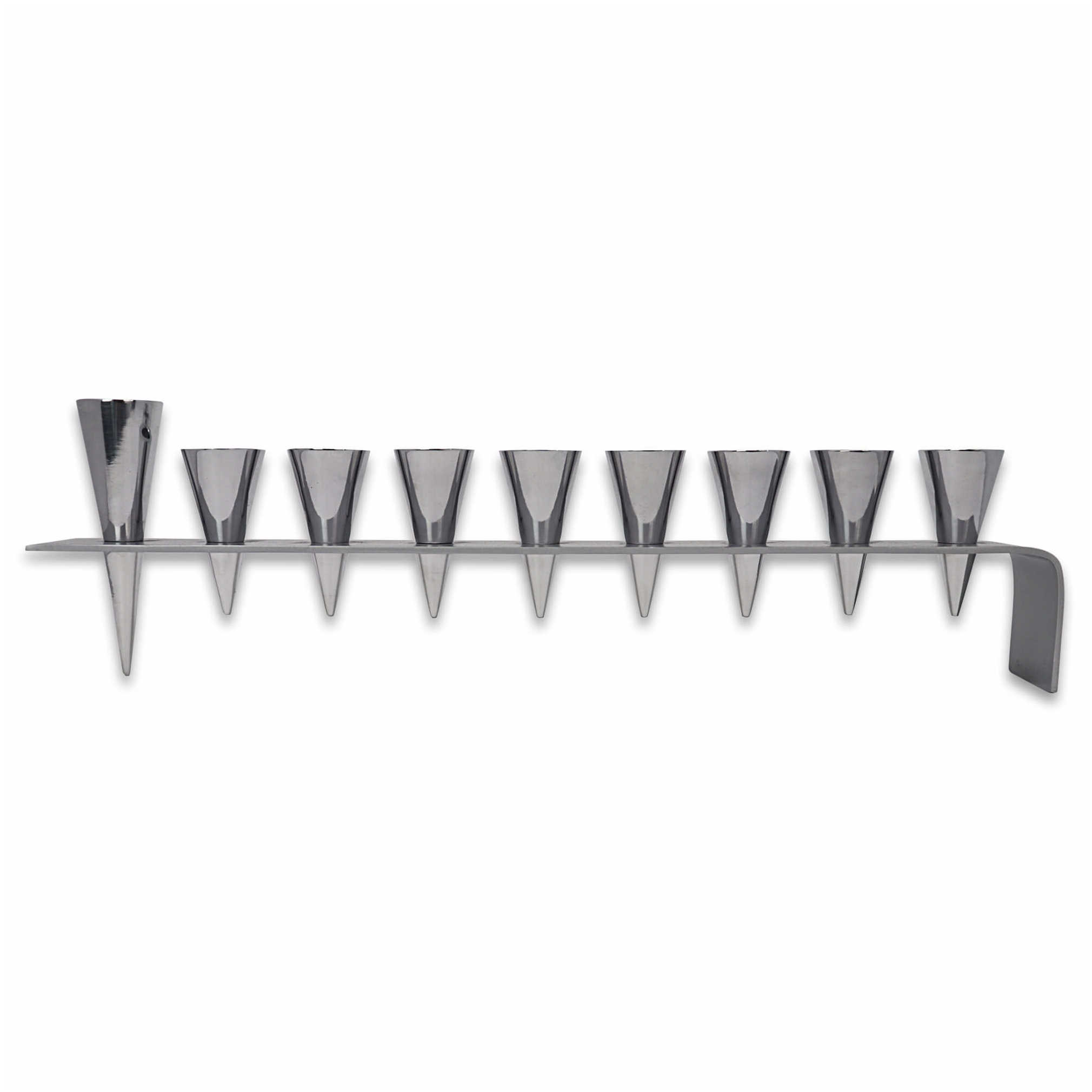 Silver Anodized Aluminum Cone Menorah By Yair Emanuel -Perfect For Hanukkah