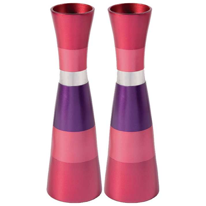 Anodized Pink Ringed Candlesticks