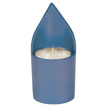 Blue Anodized Yahrtzeit Candle Holder By Yair Emanuel -Perfect For Yom Kippur