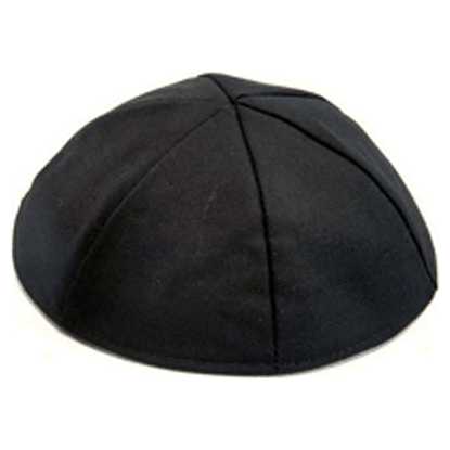Black Lined Terylene Kippah - Size 4