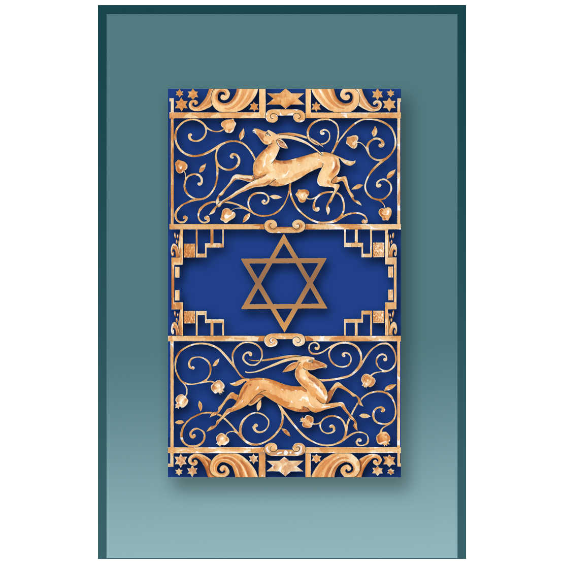 Blue Gazelle Car Mezuzah Case By Mickie Caspi