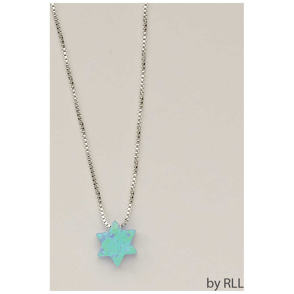 Blue Opal  Star Of David Pendant