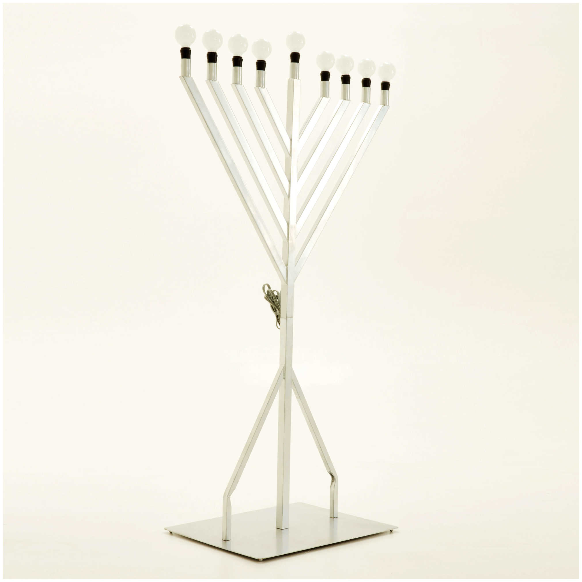 Extra Large Expandable 3 To 6 Foot Electric Display Menorah With Bulbs (Silver) -Perfect For Hanukkah