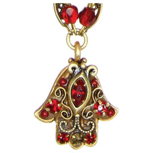 Hamsa Ruby Double Chain Necklace