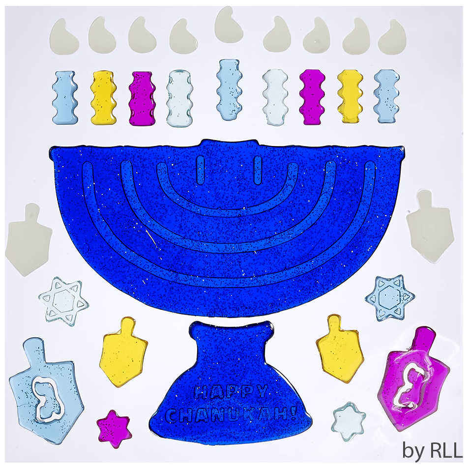 Hanukkah Window Gel Decorations, Menorah Design -Perfect For Hanukkah