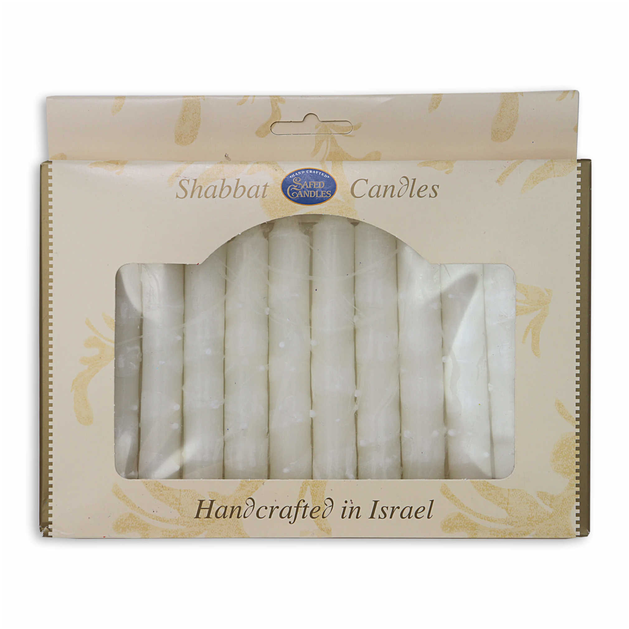 Israeli Hand Crafted Snow White Shabbat Candles