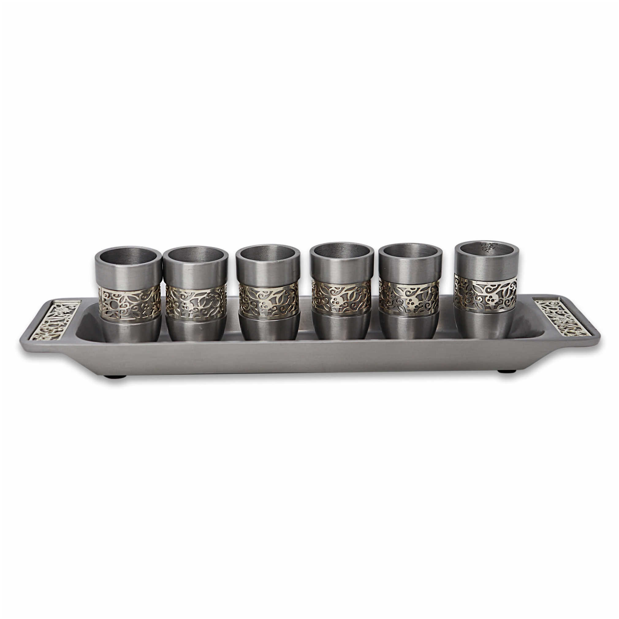Lacy Laser-Cut Kiddush Serving Cup Set