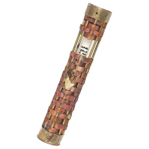 Long Woven Copper Mezuzah Case