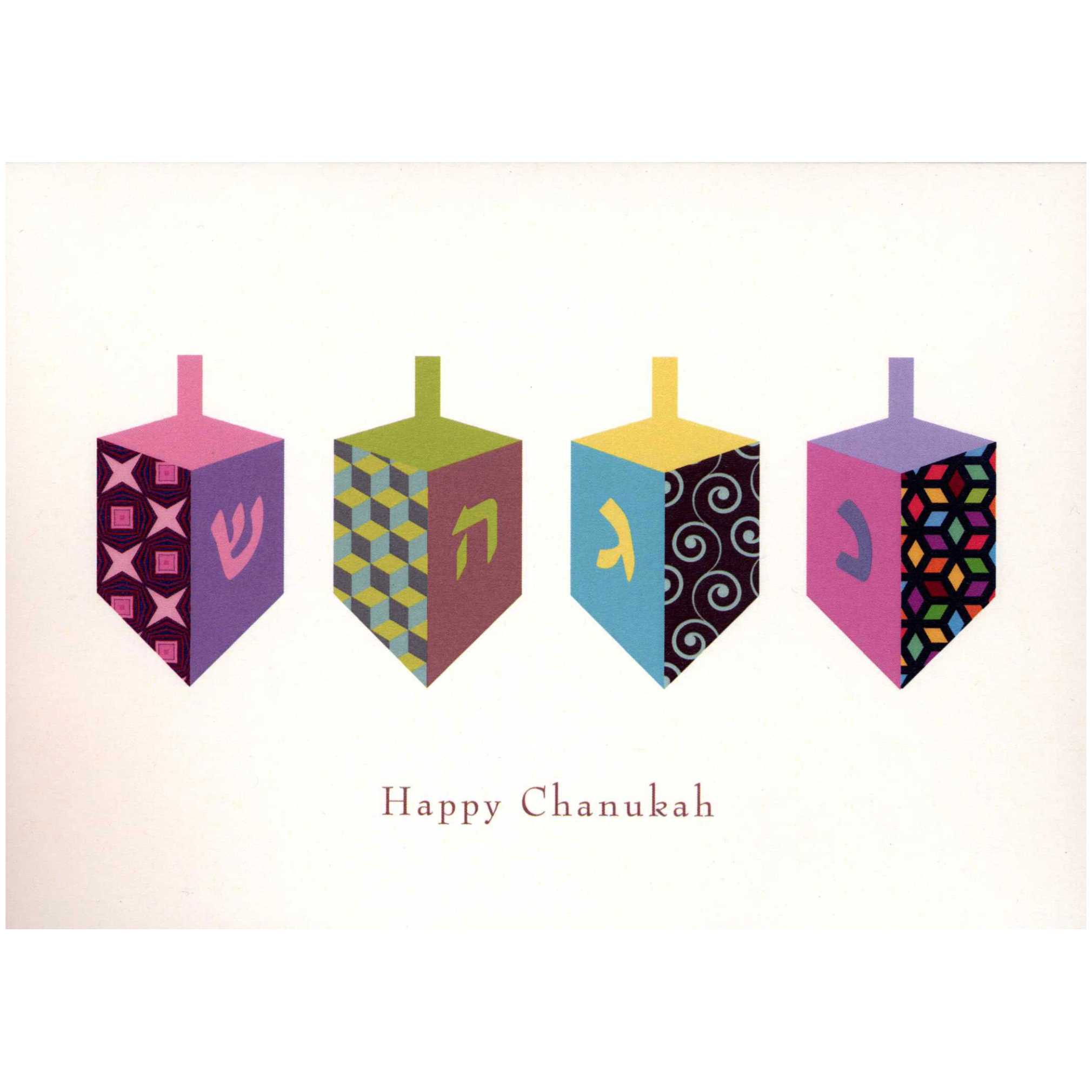 Mod Dreidels - Box Of 10 Cards -Perfect For Hanukkah