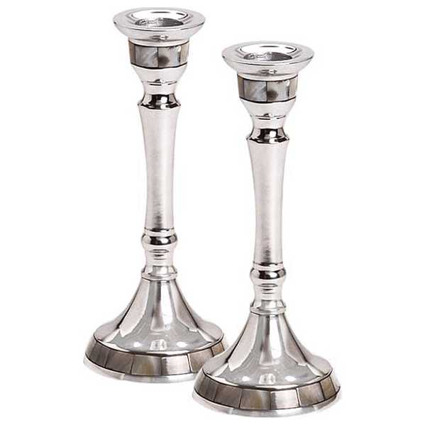 Mother Of Pearl Trim Candlesticks