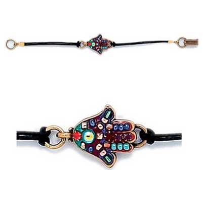 Multibright Hamsa Leather Bracelet