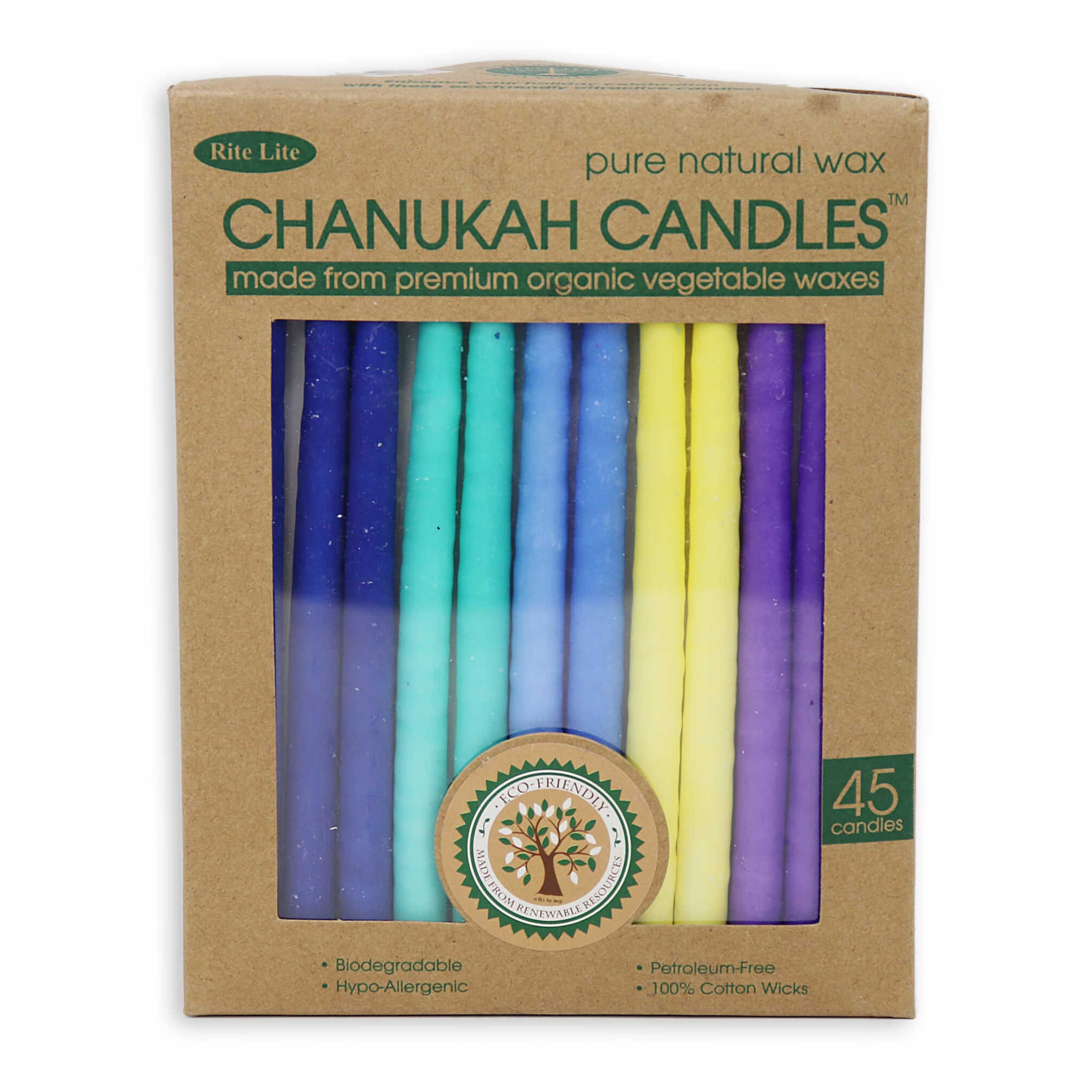 Organic Multi-Color Vegetable Wax Chanukah Candles -Perfect For Hanukkah