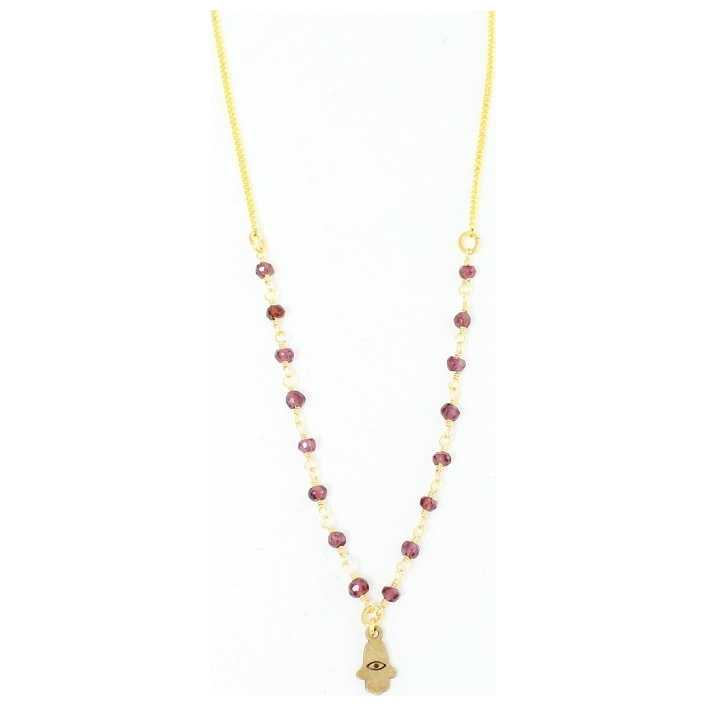 Petite Hamsa With Goldtone Beaded Necklace