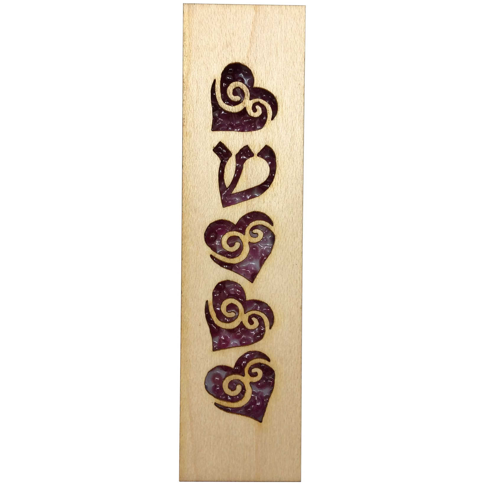 Pink Glass & Maple Wood Heart Mezuzah Case By Beames Designs