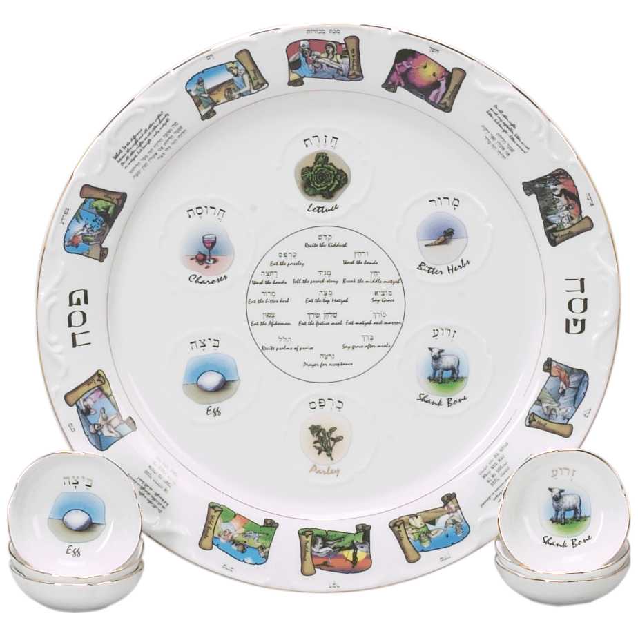 Porcelain White Traditional Seder Plate -Perfect For Passover