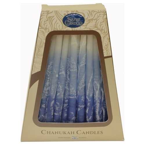 Premium Handcrafted Hanukkah Candles - Blue Marble -Perfect For Hanukkah