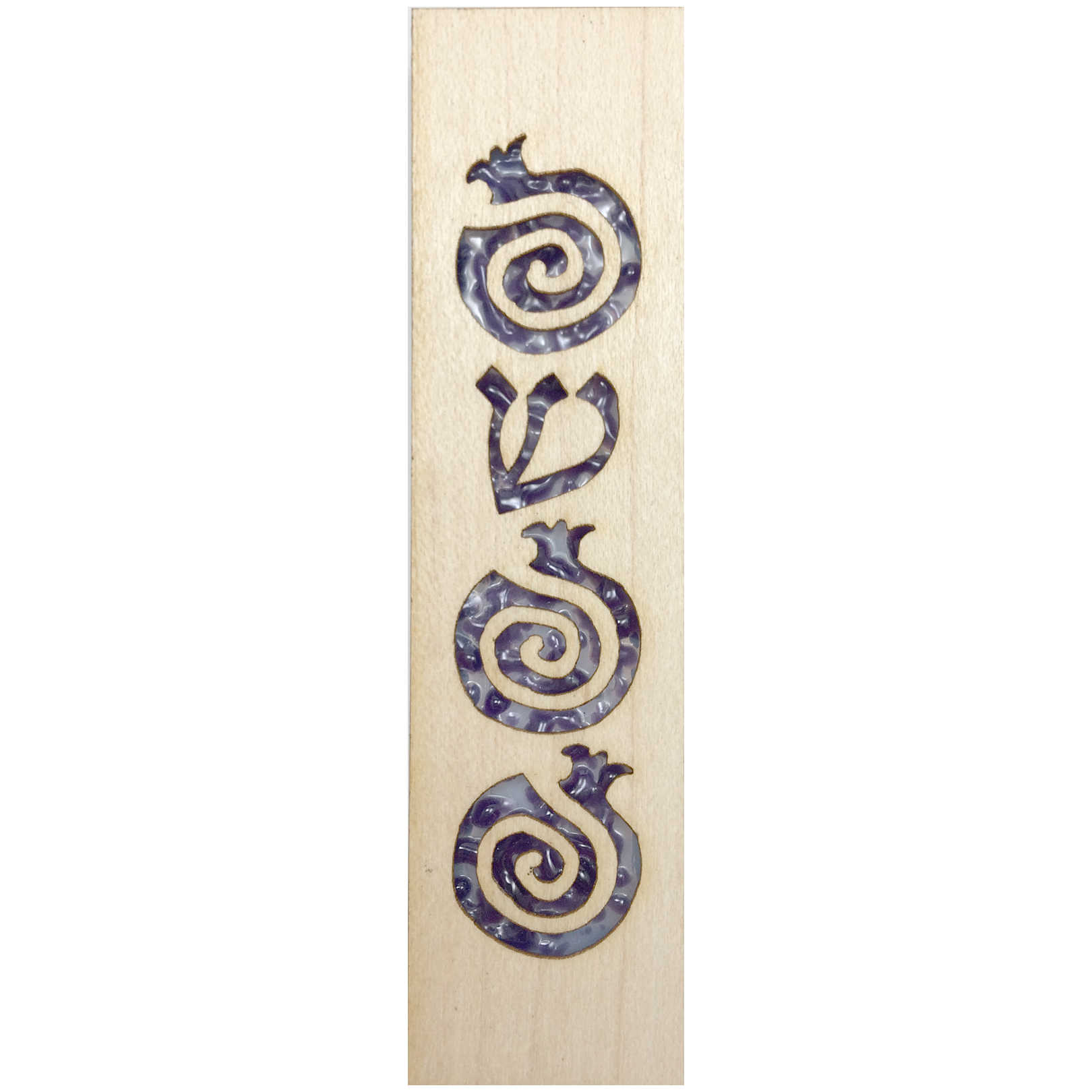 Purple Glass & Maple Wood Pomegranate Mezuzah Case By Beames Designs