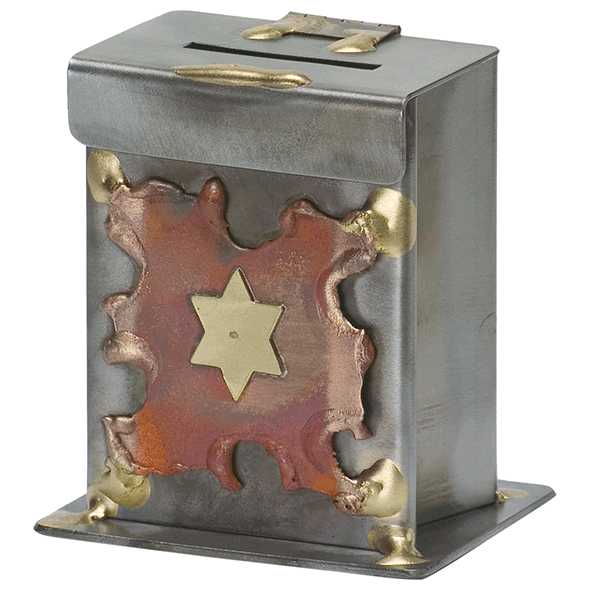Red Copper Star Tzedakah Box