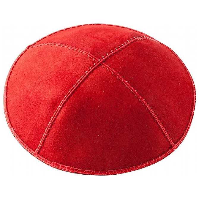 Red Suede Kippah - Large