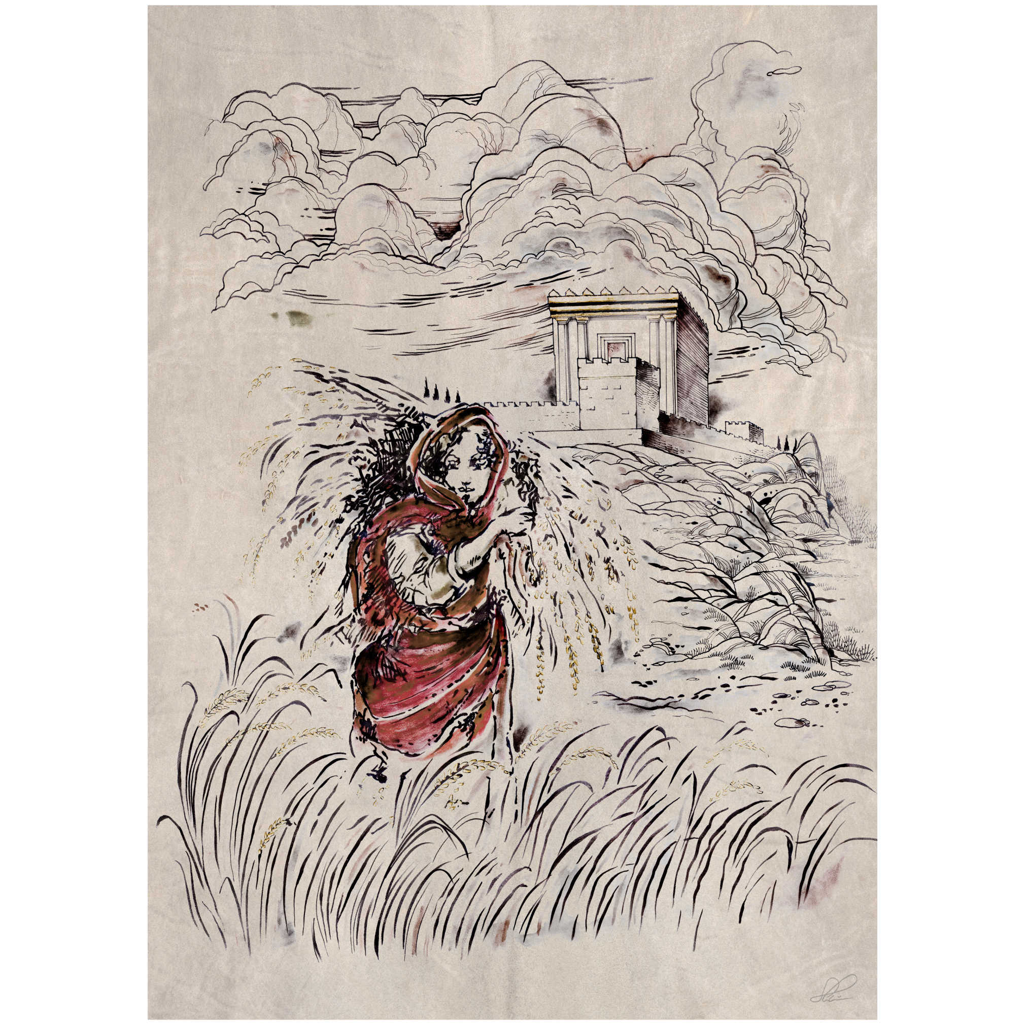 "ruth" In The Field Hand Signed, Size Large