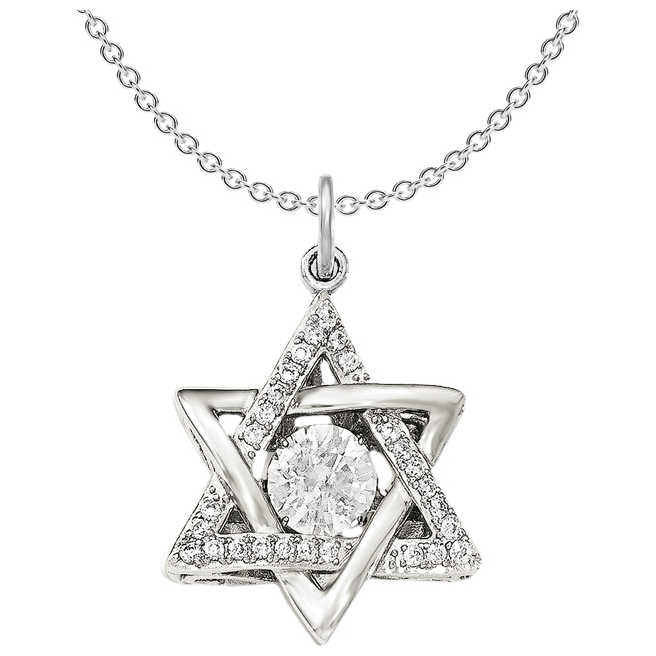 Sterling Silver Cz Vibrant Star Of David Pendant