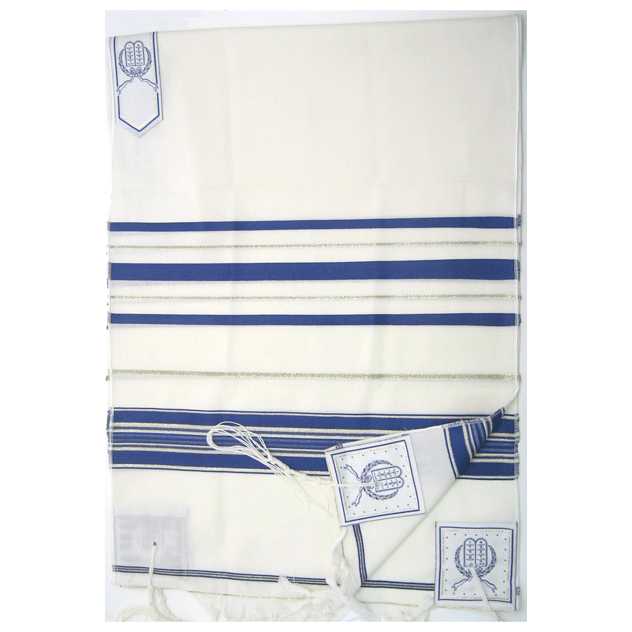 Traditional Blue & Gold Stripes Wool Tallit