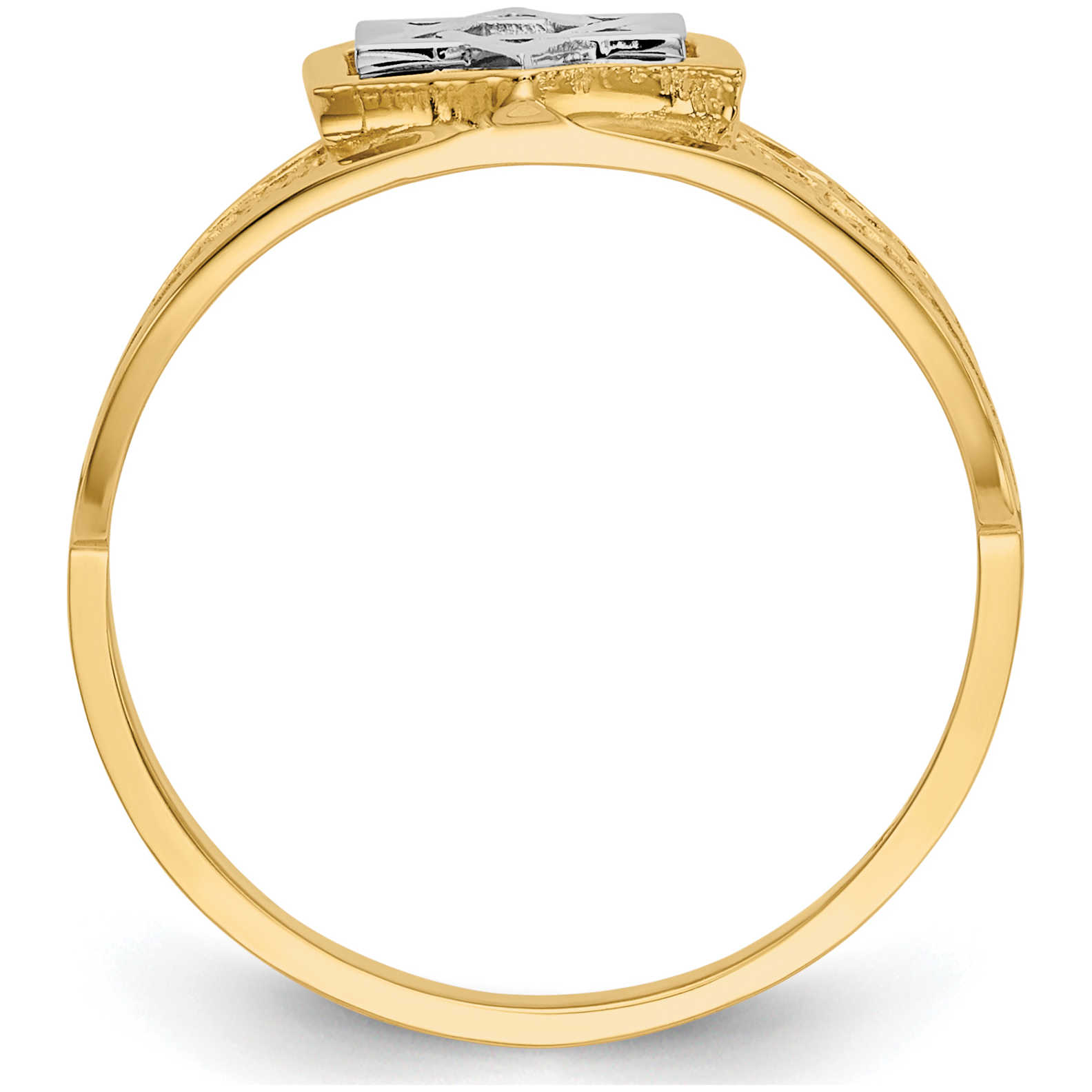 14K Two-Tone Gold Polished Star Of David Ring - Size 7