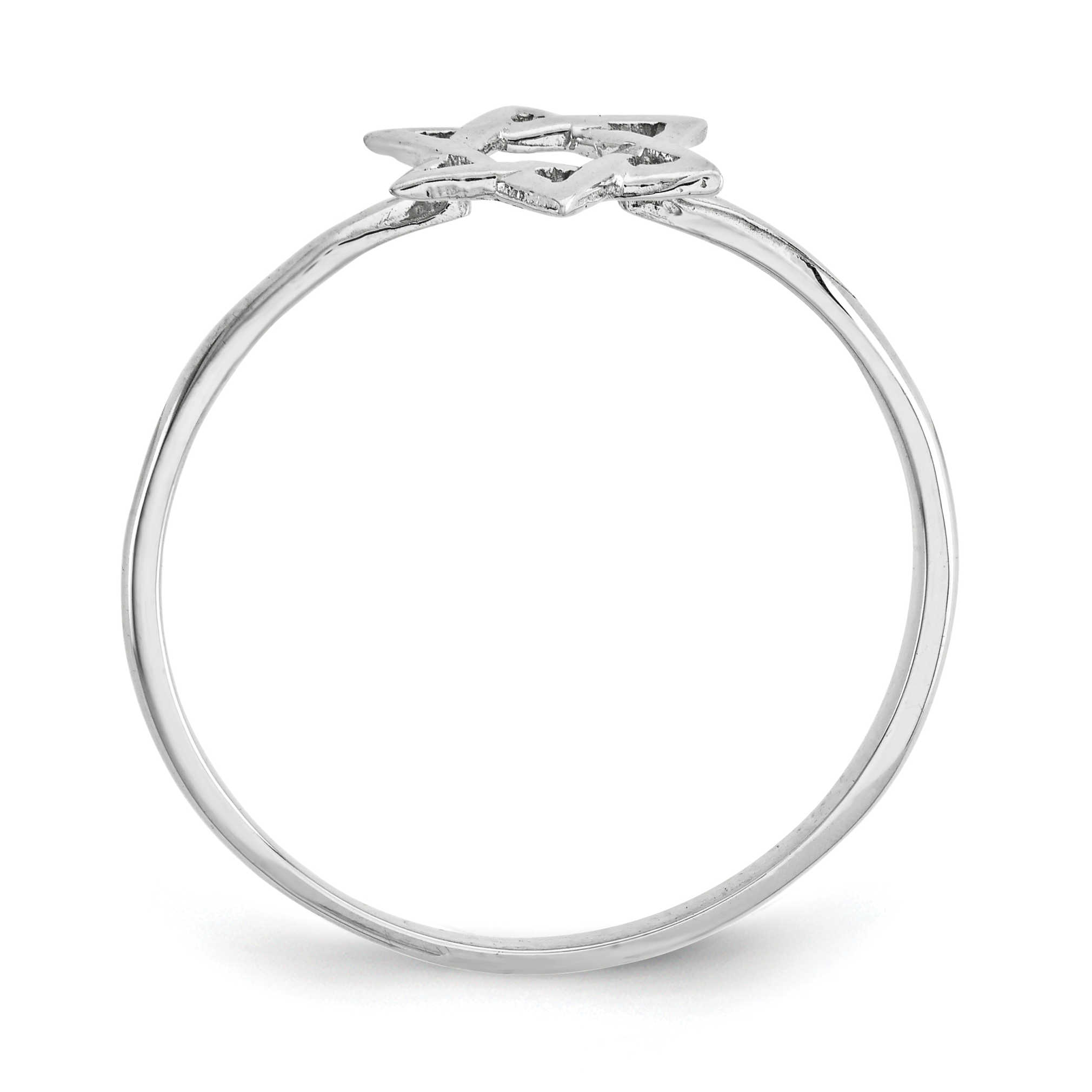 14K White Gold Polished Star Of David Ring - Size 7